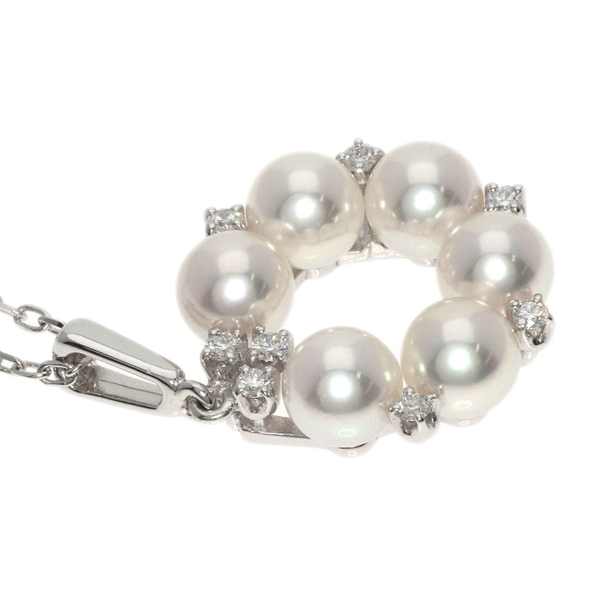 MIKIMOTO   Necklace Akoya Pearl Pearl Diamond K18 White Gold Ladies