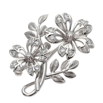 MIKIMOTO   Brooch Flower motif Diamond K18 White Gold Ladies