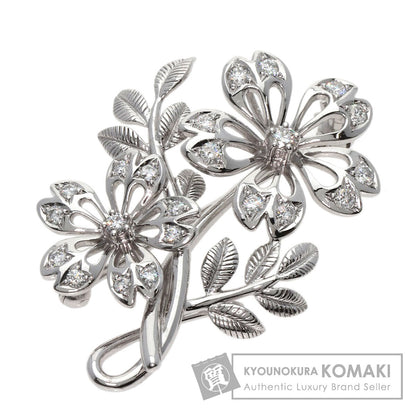 MIKIMOTO   Brooch Flower motif Diamond K18 White Gold Ladies