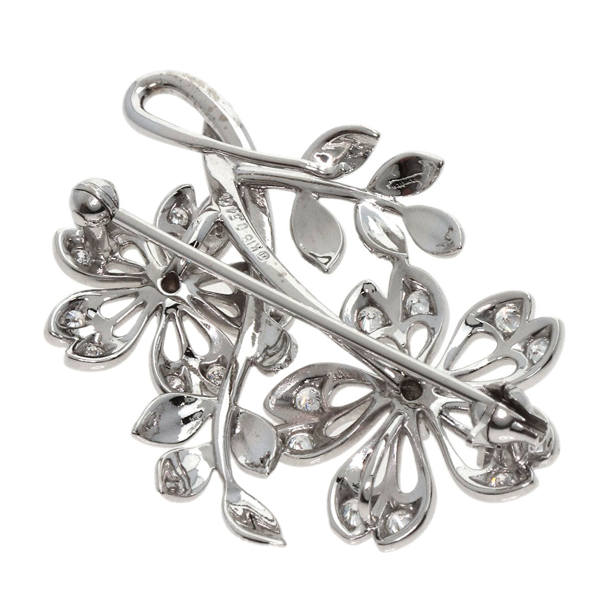 MIKIMOTO   Brooch Flower motif Diamond K18 White Gold Ladies