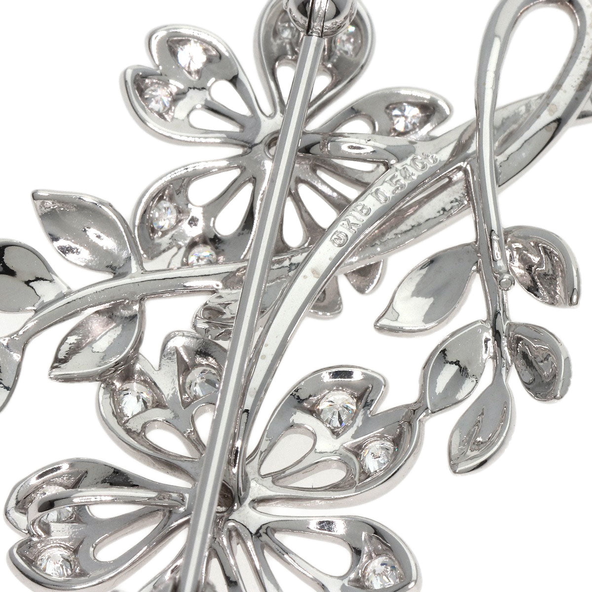 MIKIMOTO   Brooch Flower motif Diamond K18 White Gold Ladies