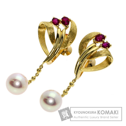 MIKIMOTO   Earring Akoya Pearl Pearl Ruby K18 Yellow Gold Ladies