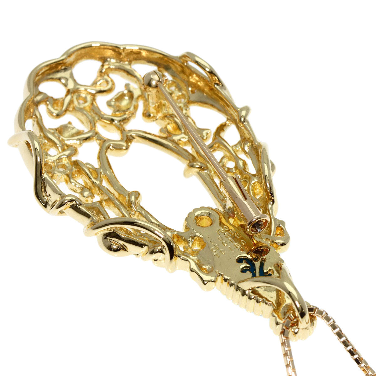 1.5ct Turquoise Opal Diamond Necklace K18 Yellow Gold 24.4g　Ladies