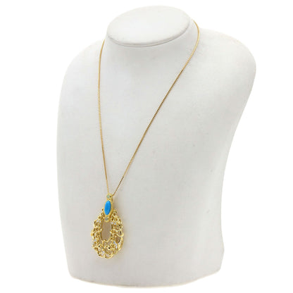 1.5ct Turquoise Opal Diamond Necklace K18 Yellow Gold 24.4g　Ladies