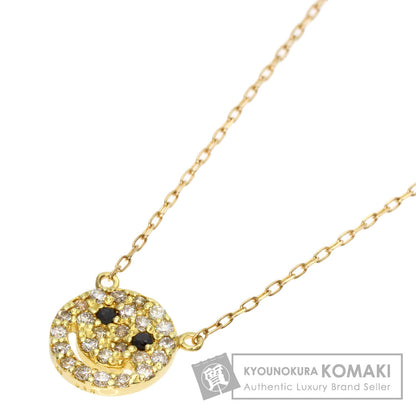 0.18ct Smile Diamond Black Diamond Necklace K18 Yellow Gold 1.7g　Ladies