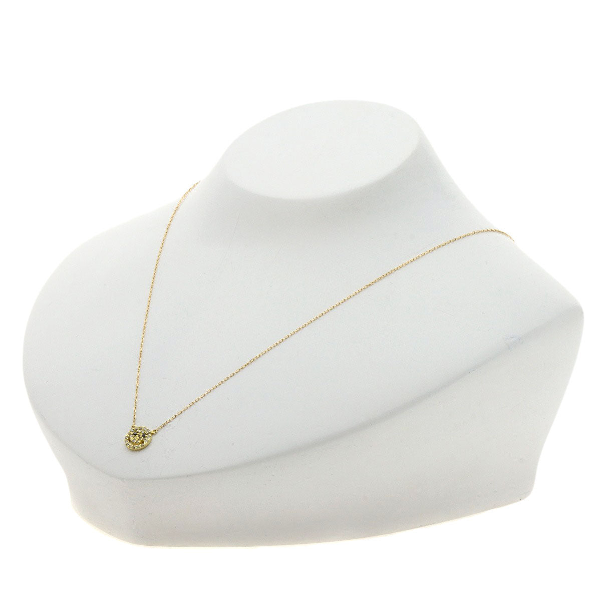 0.18ct Smile Diamond Black Diamond Necklace K18 Yellow Gold 1.7g　Ladies