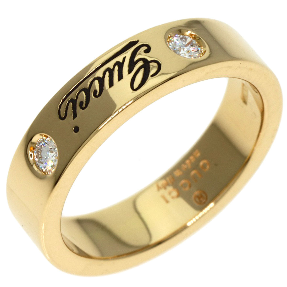 GUCCI   Ring Icon print 2P Diamond # 5 K18 Yellow Gold Ladies