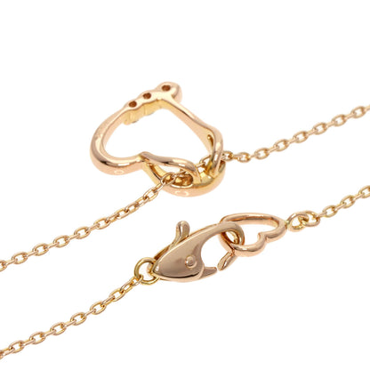 Ponte Vecchio Heart Diamond Necklace K18 Pink Gold Ladies [Used]