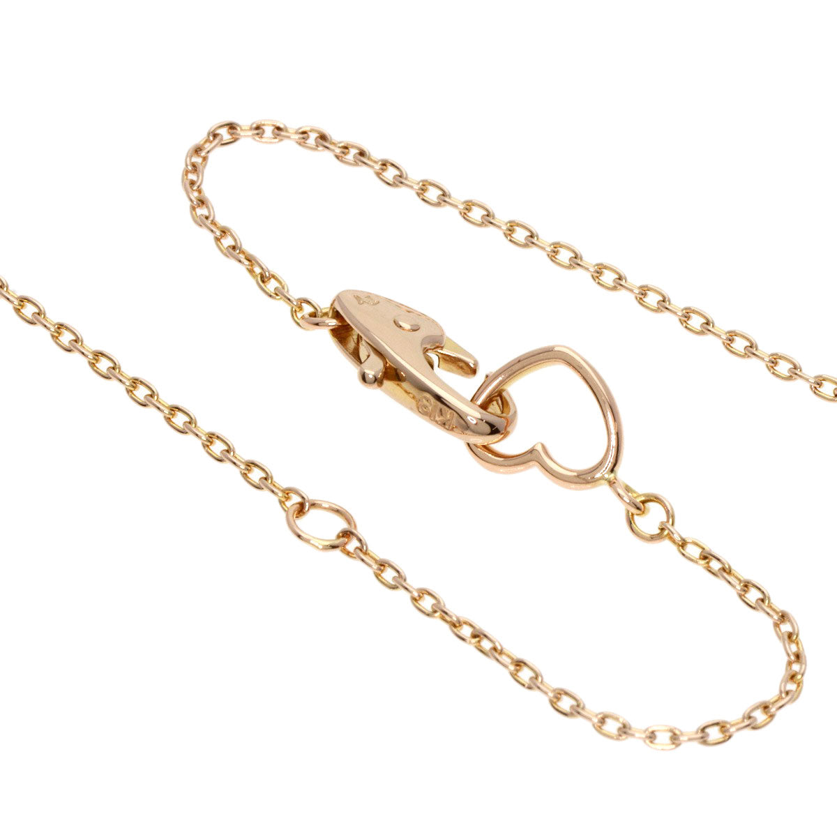 Ponte Vecchio Heart Diamond Necklace K18 Pink Gold Ladies [Used]