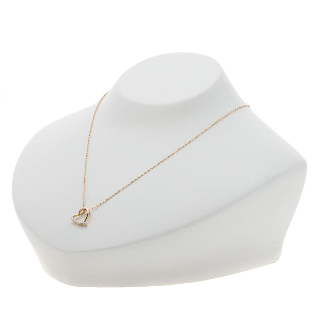 Ponte Vecchio Heart Diamond Necklace K18 Pink Gold Ladies [Used]