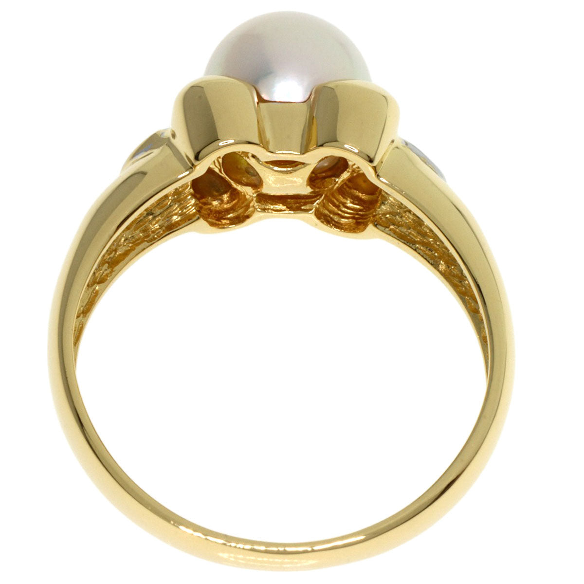 Ponte Vecchio   Ring Pearl Pearl Diamond K18 Yellow Gold Ladies