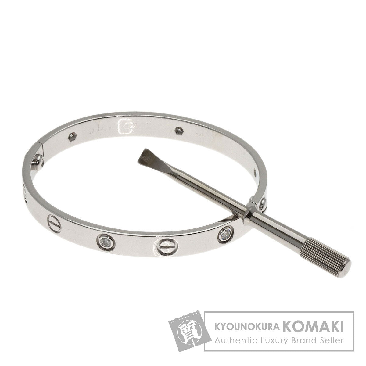 CARTIER LOVE Bracelets 6P Diamond with Driver #16 Bracelet K18 White Gold Ladies [Used]