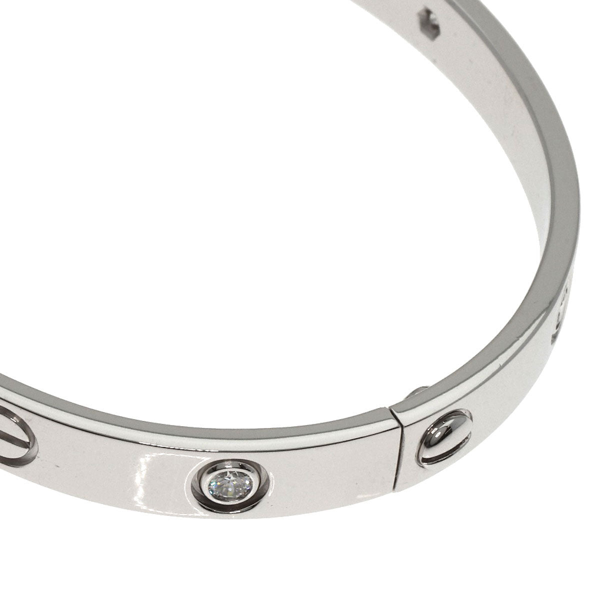 CARTIER LOVE Bracelets 6P Diamond with Driver #16 Bracelet K18 White Gold Ladies [Used]