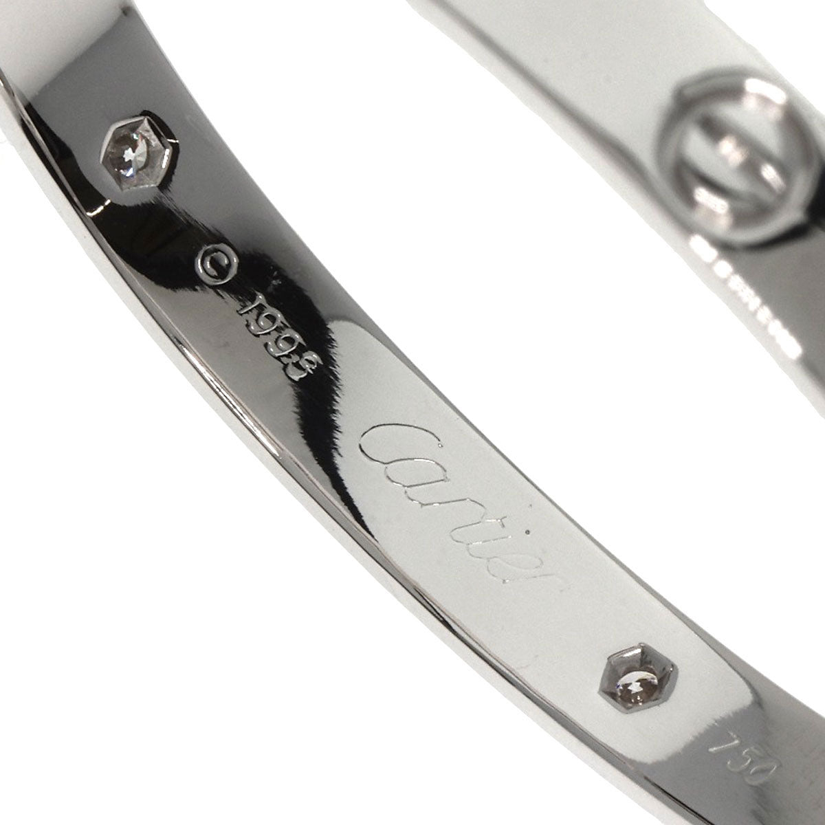 CARTIER LOVE Bracelets 6P Diamond with Driver #16 Bracelet K18 White Gold Ladies [Used]