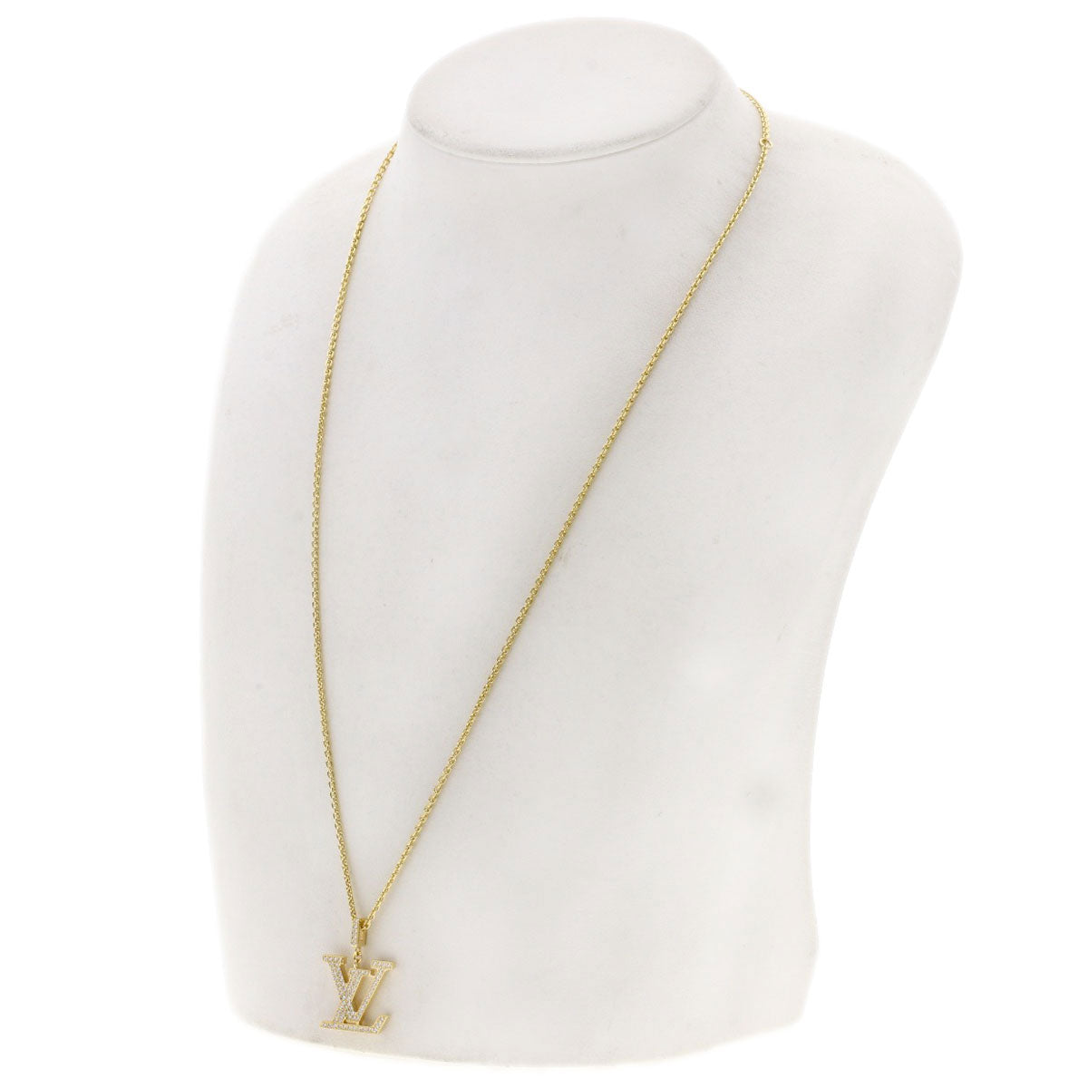 LOUIS VUITTON Pandantif logo Diamond Necklace K18 Yellow Gold Ladies [Used]