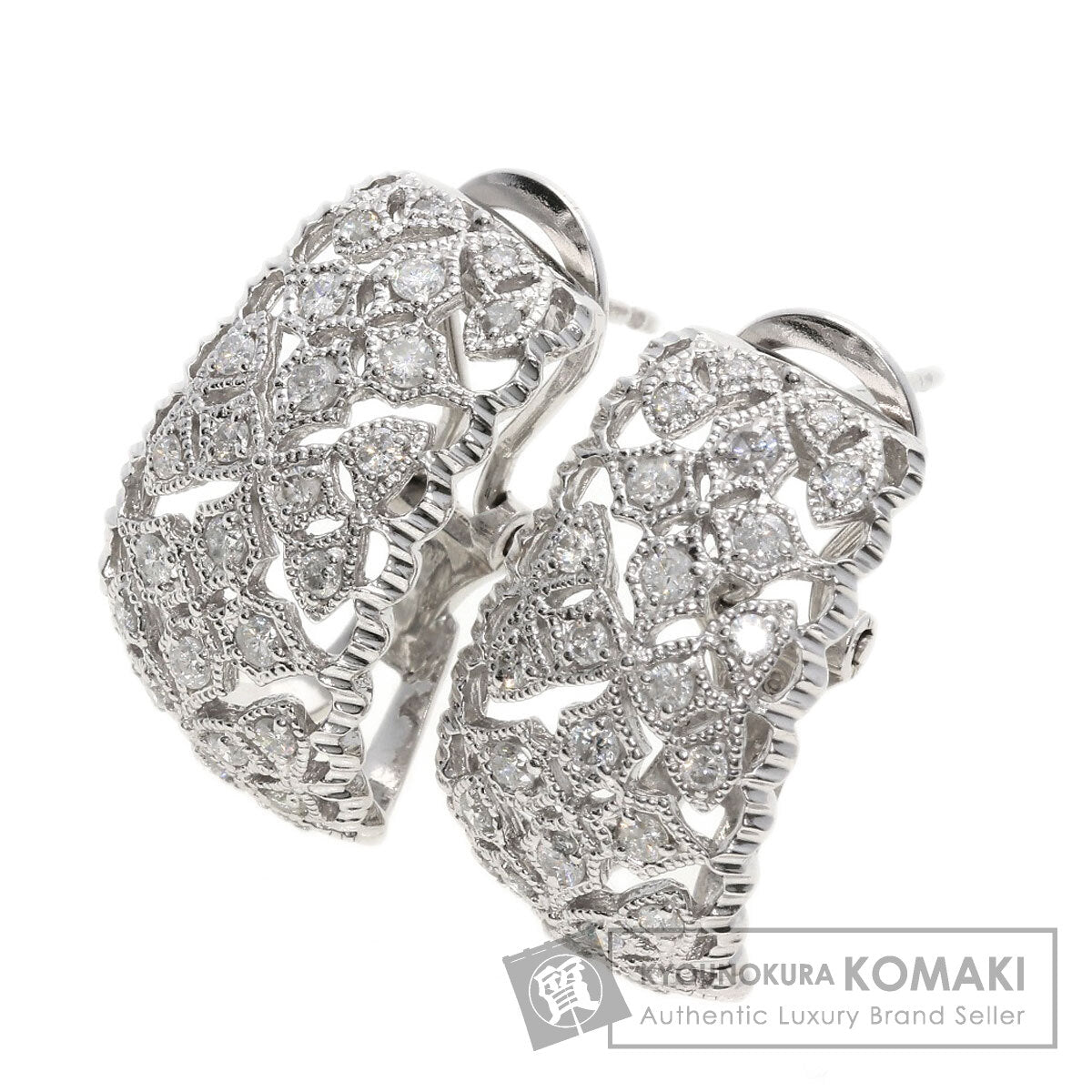 0.45ct Diamond earring K14 White Gold PT900 11.2g　Ladies