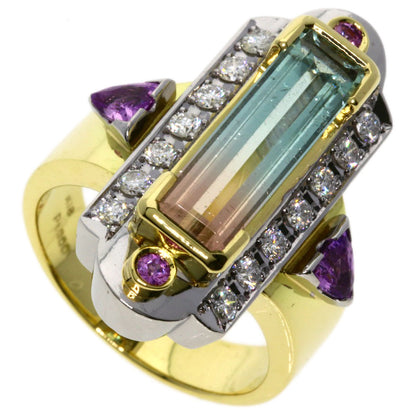 Kenji kiuchi   Ring Party Color Tourmaline Pink Sapphire Diamond K18 Yellow Gold PT900Ladies