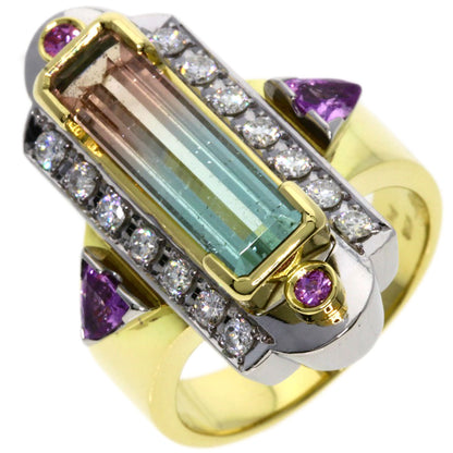 Kenji kiuchi   Ring Party Color Tourmaline Pink Sapphire Diamond K18 Yellow Gold PT900Ladies