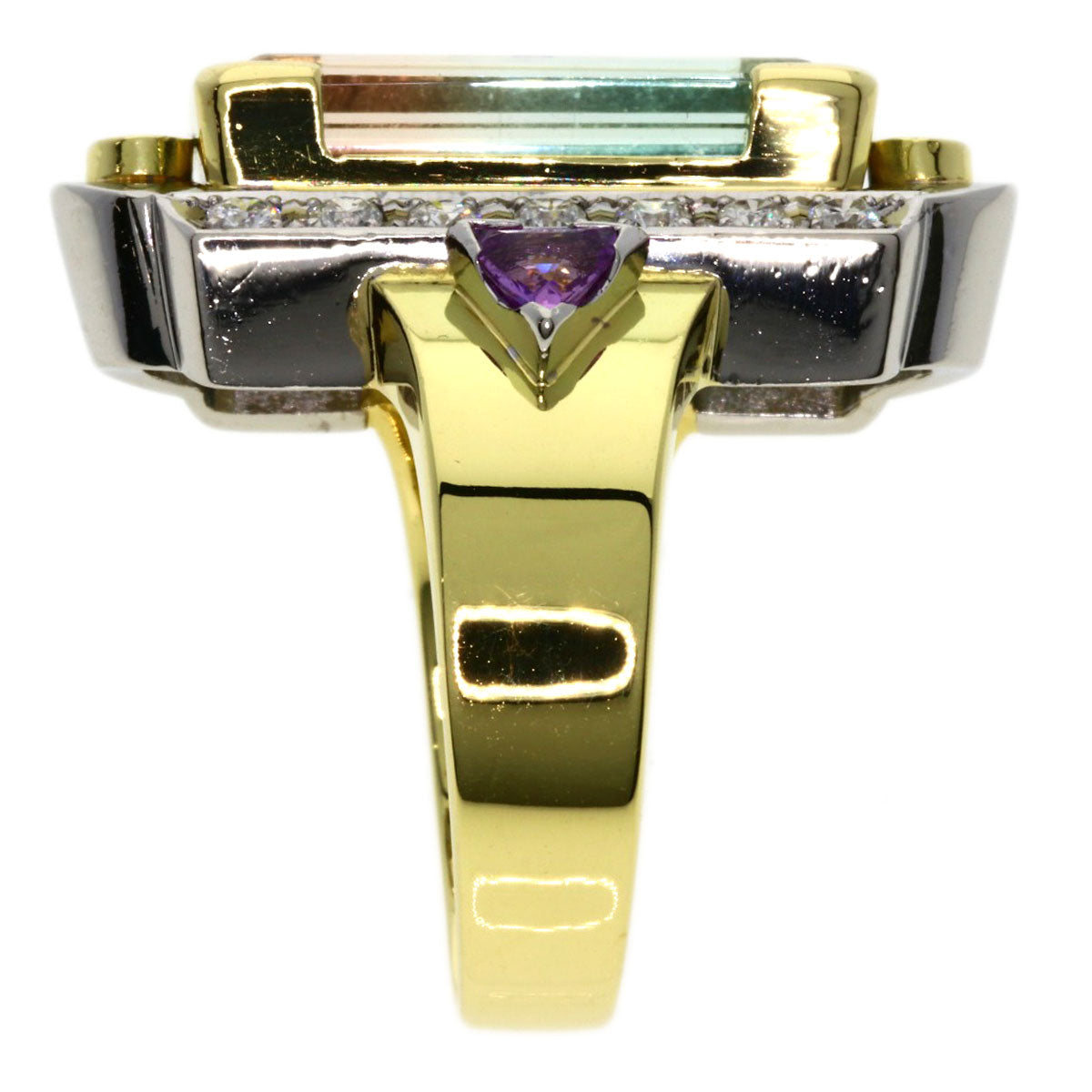 Kenji kiuchi   Ring Party Color Tourmaline Pink Sapphire Diamond K18 Yellow Gold PT900Ladies