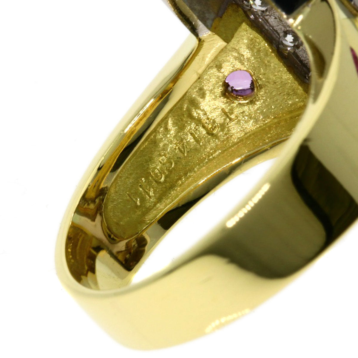 Kenji kiuchi Party Color Tourmaline Pink Sapphire Diamond Ring K18 Yellow Gold PT900Ladies [Used]