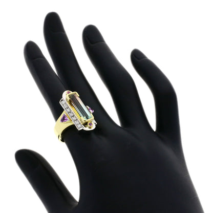 Kenji kiuchi   Ring Party Color Tourmaline Pink Sapphire Diamond K18 Yellow Gold PT900Ladies