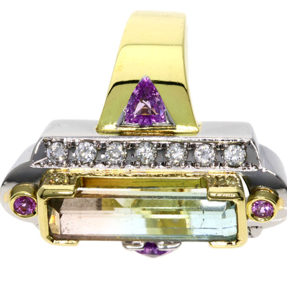 Kenji kiuchi   Ring Party Color Tourmaline Pink Sapphire Diamond K18 Yellow Gold PT900Ladies