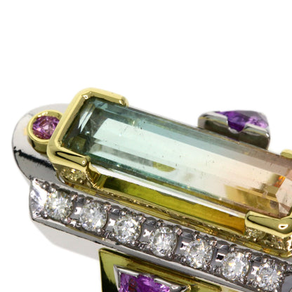 Kenji kiuchi   Ring Party Color Tourmaline Pink Sapphire Diamond K18 Yellow Gold PT900Ladies