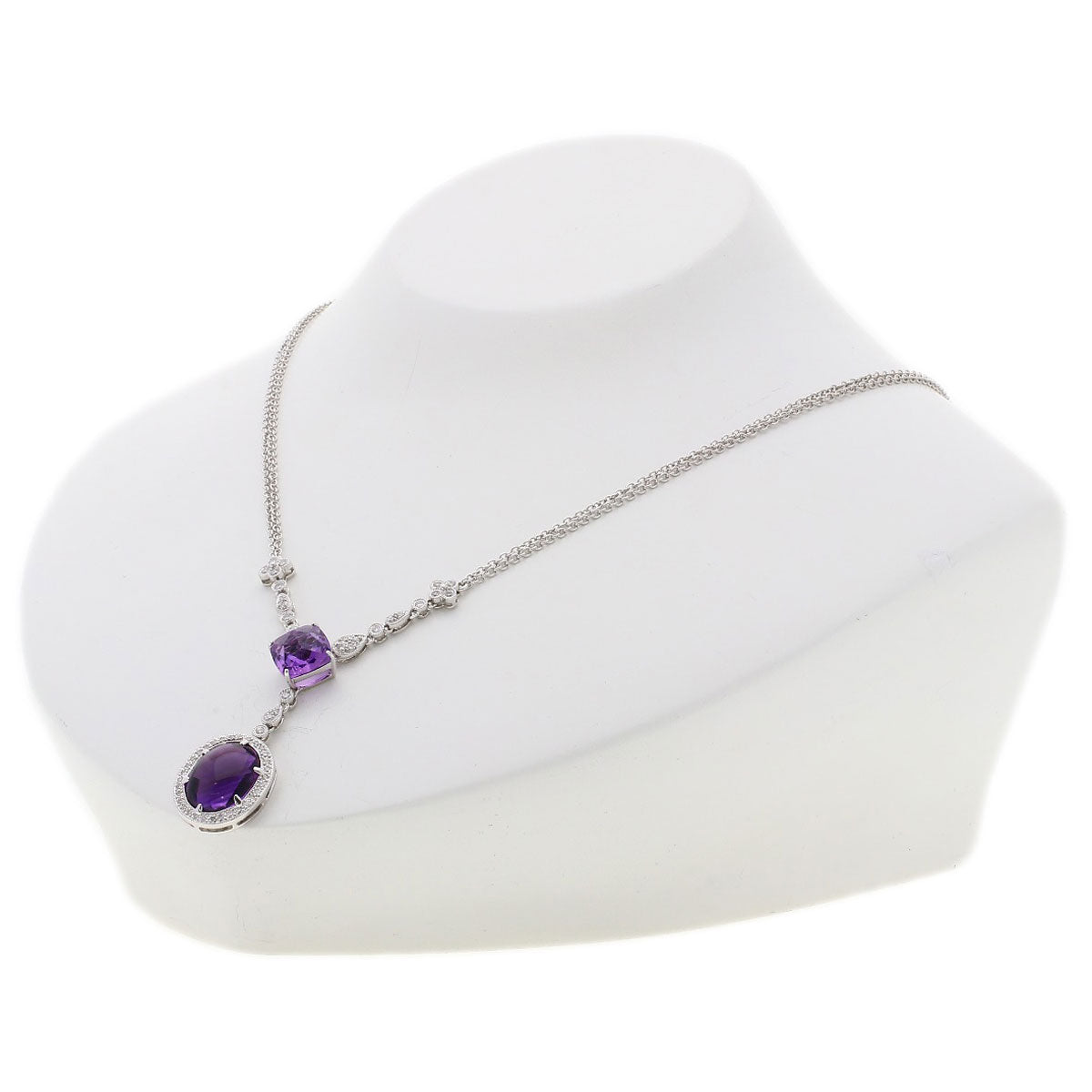 Colored Stone Diamond Necklace K18 White Gold 12.3g　Ladies