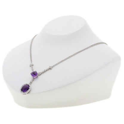 Colored Stone Diamond Necklace K18 White Gold 12.3g　Ladies