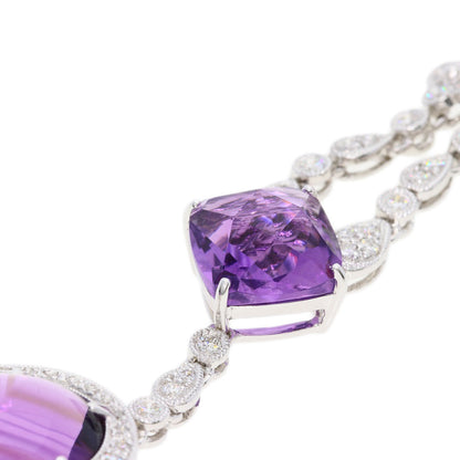 Colored Stone Diamond Necklace K18 White Gold 12.3g　Ladies