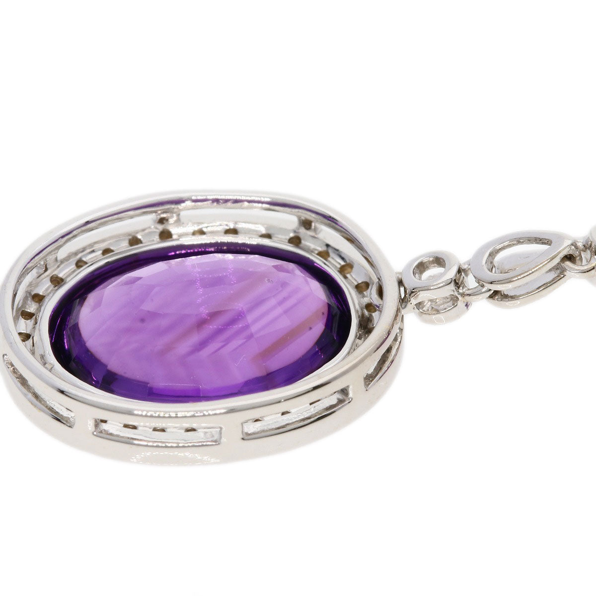 Colored Stone Diamond Necklace K18 White Gold 12.3g　Ladies