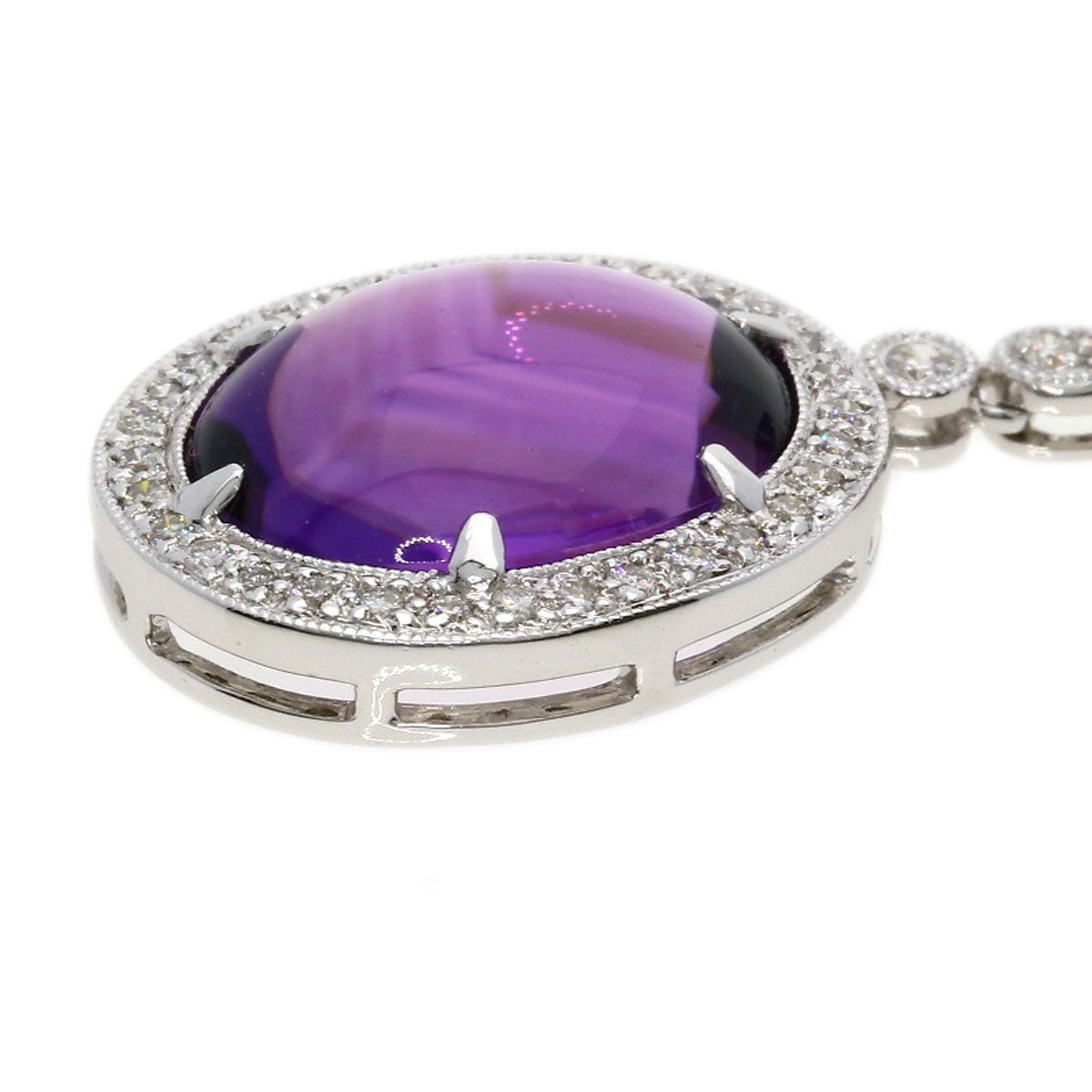 Colored Stone Diamond Necklace K18 White Gold 12.3g　Ladies