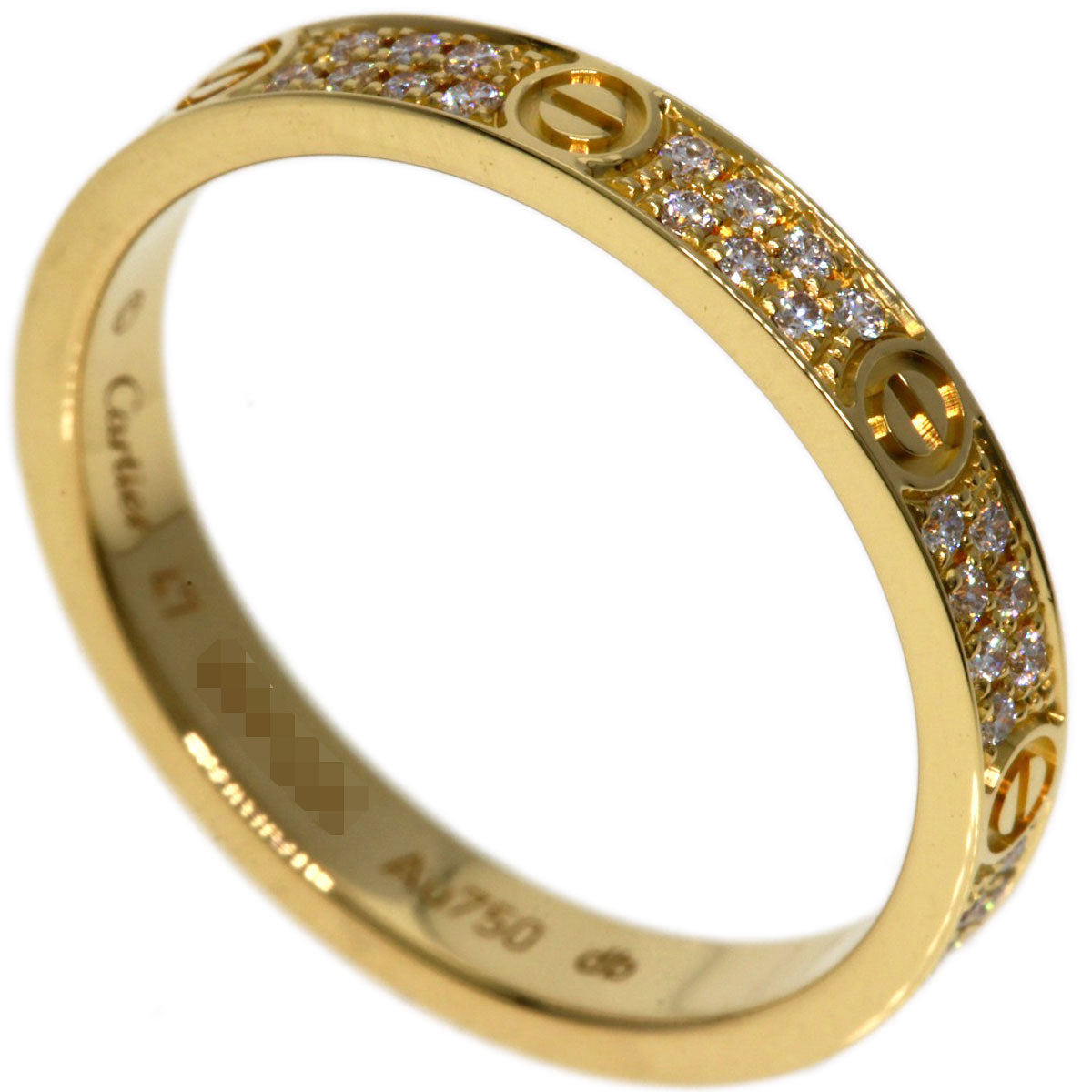 CARTIER   Ring Mini love ring pave diamond #47 K18 Yellow Gold Ladies