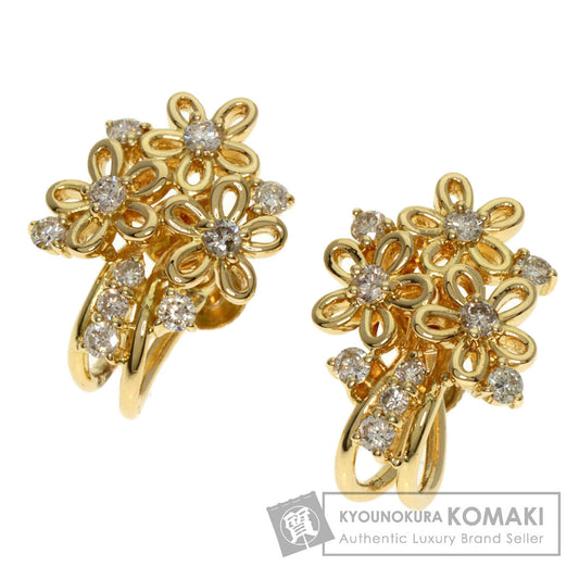 Diamond flower motif Earring K18 Yellow Gold  4.7g　Ladies