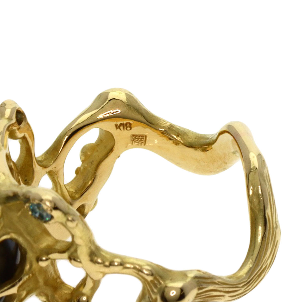 SHUN TAMURA Black Pearl Pearl Diamond Ring K18 Yellow Gold Ladies [Used]