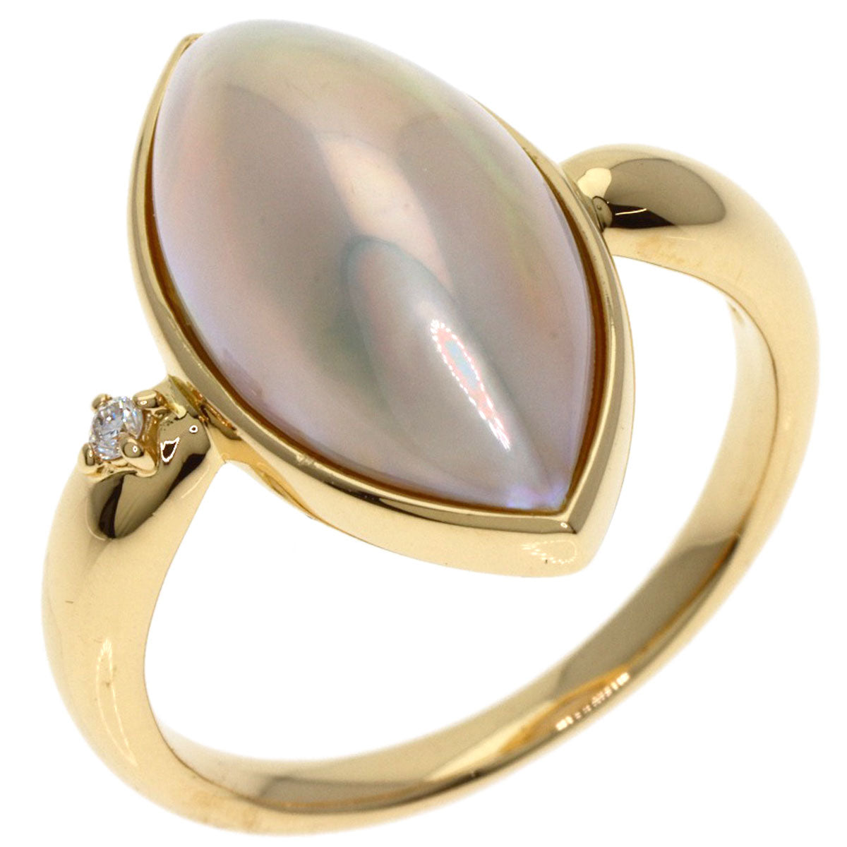 TASAKI   Ring Mabe Pearl Pearl Diamond K18 Yellow Gold Ladies