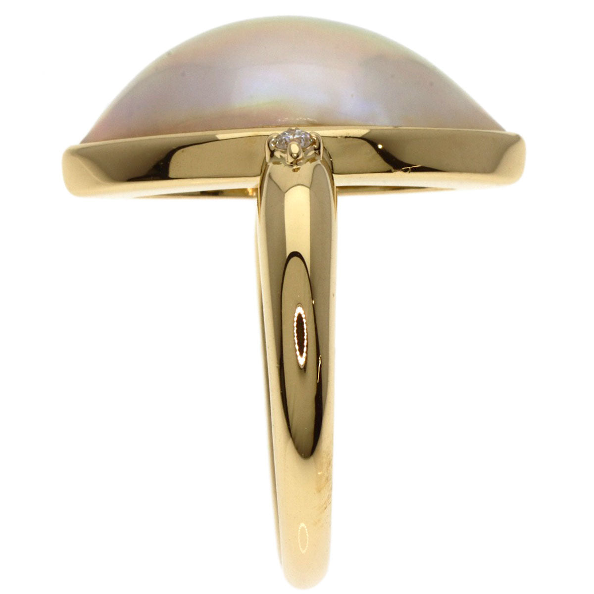 TASAKI   Ring Mabe Pearl Pearl Diamond K18 Yellow Gold Ladies