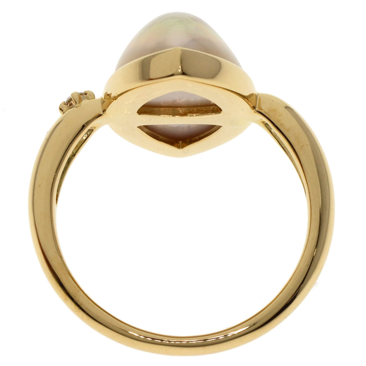 TASAKI   Ring Mabe Pearl Pearl Diamond K18 Yellow Gold Ladies