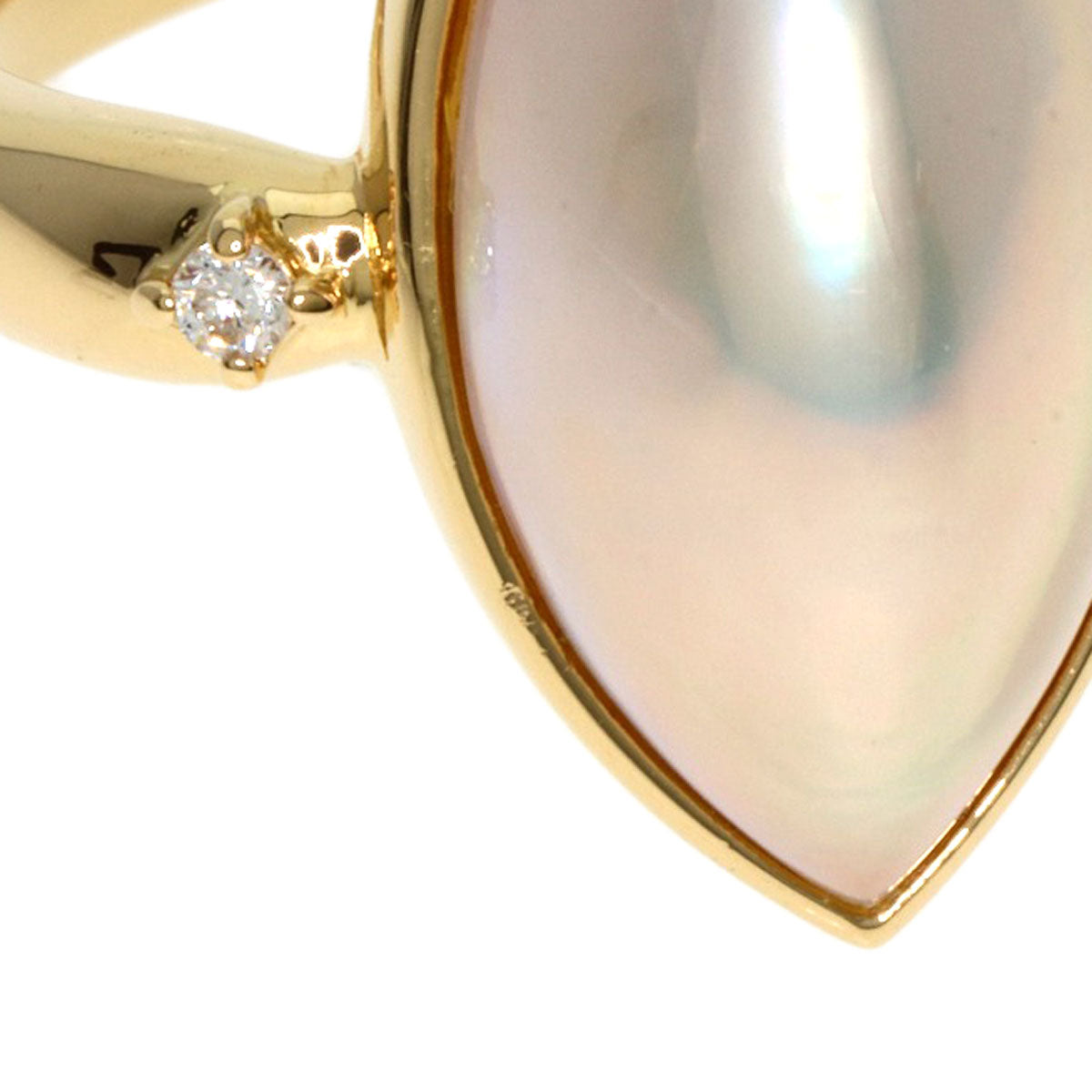 TASAKI   Ring Mabe Pearl Pearl Diamond K18 Yellow Gold Ladies