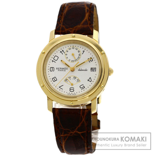 HERMES Clipper Power Reserve Watches CL5.785　 K18 Yellow Gold/Leather mens