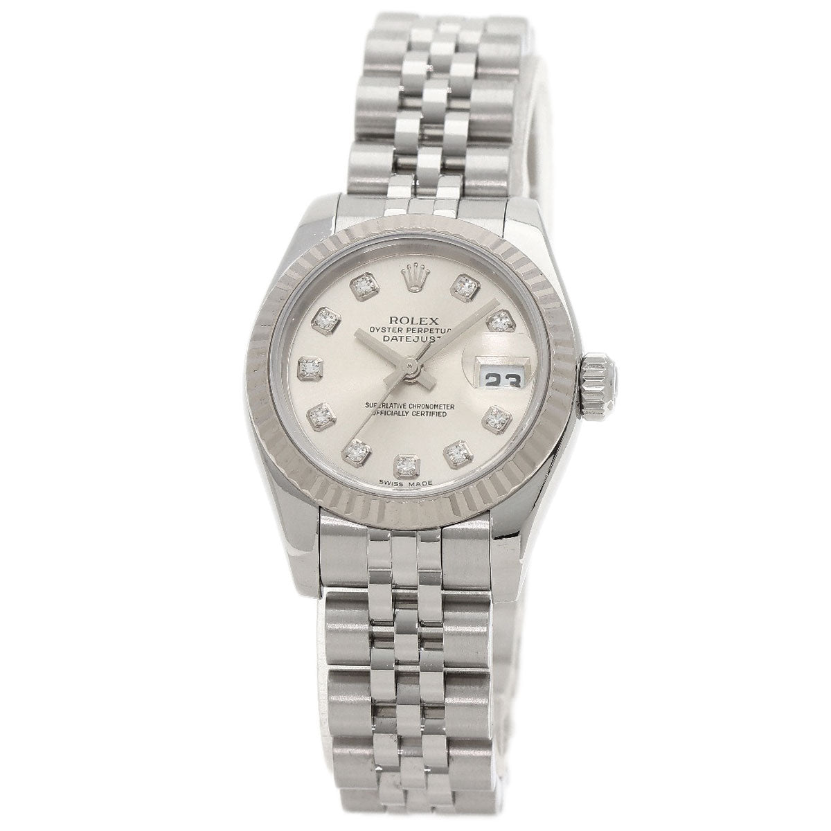 ロレックス 179174G デイトジャスト 10P ダイヤモンド 腕時計 ステンレススチール/SS レディース 【中古】【ROLEX】
