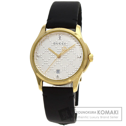 GUCCI G timeless Watches 126.4 Gold Plated/Leather mens