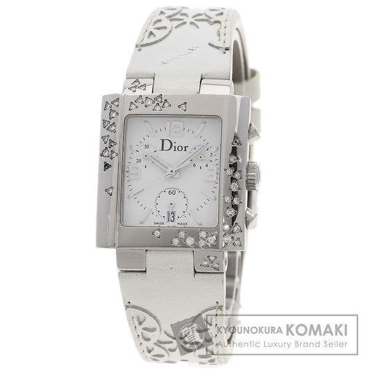 CHRISTIAN DIOR Riva Diamond Bezel Watches D81-101 Stainless Steel/Leather Ladies