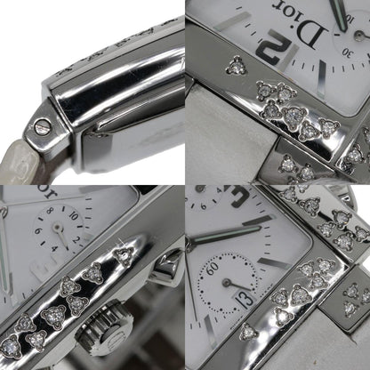 CHRISTIAN DIOR Riva Diamond Bezel Watches D81-101 Stainless Steel/Leather Ladies