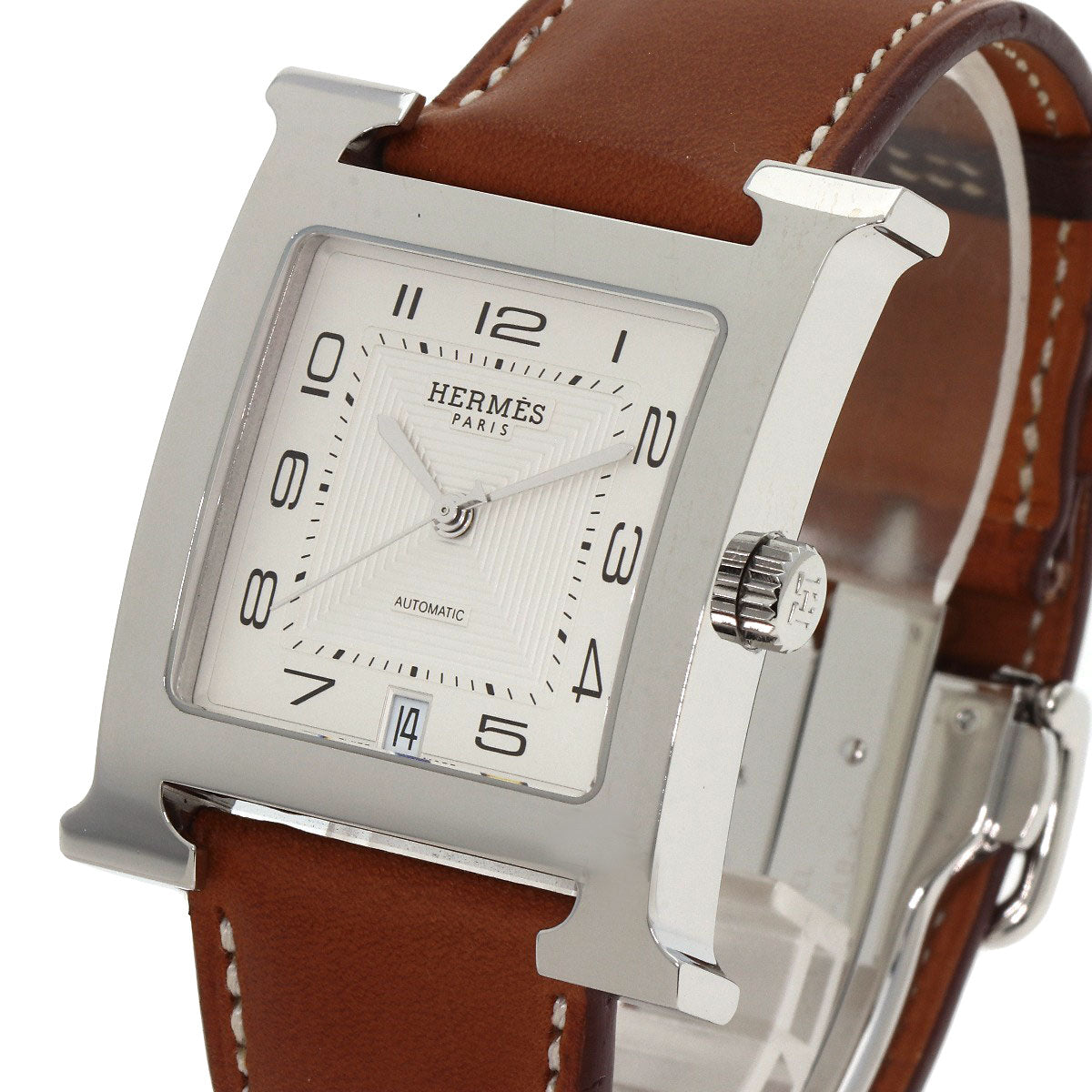 HERMES H watch Watches HH2.810 Stainless Steel/Leather mens