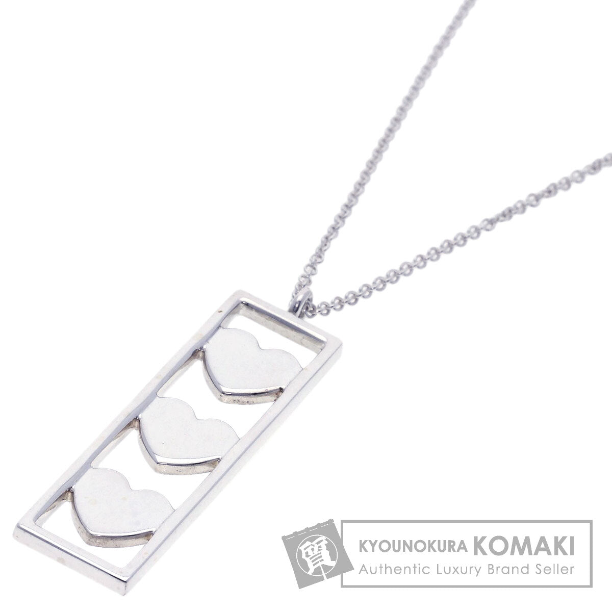 TIFFANY&Co. triple heart plate Necklace Silver Ladies [Used]