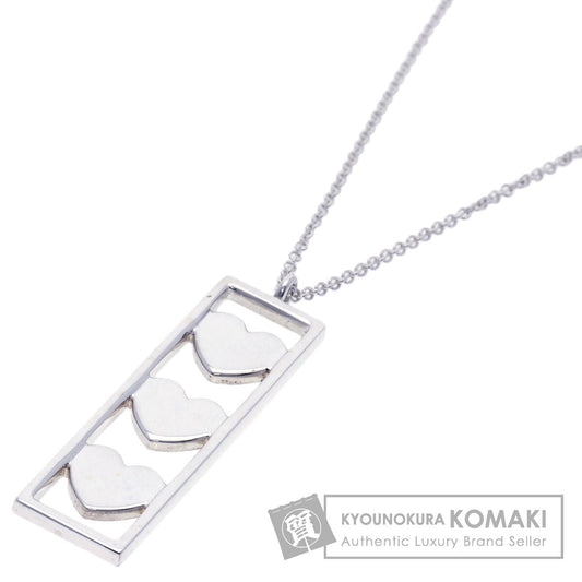 TIFFANY&Co. triple heart plate Necklace Silver Ladies [Used]