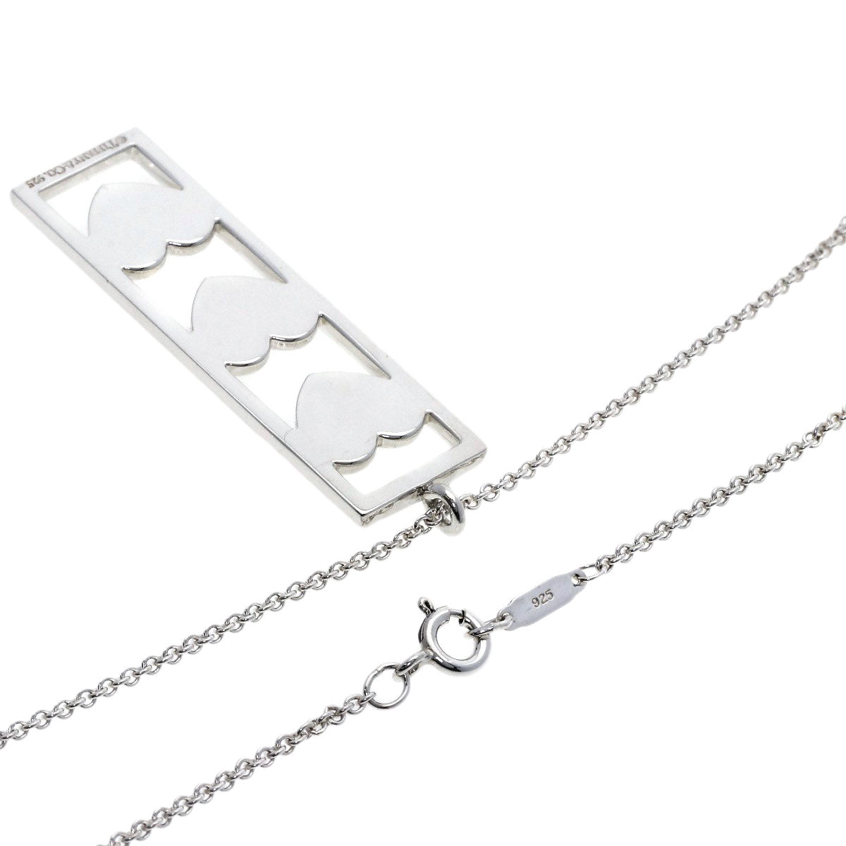 TIFFANY&Co. triple heart plate Necklace Silver Ladies [Used]