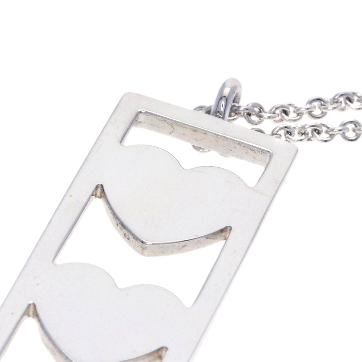 TIFFANY&Co. triple heart plate Necklace Silver Ladies [Used]