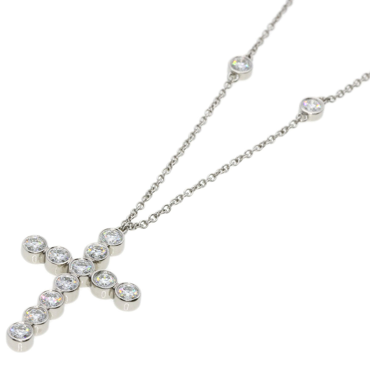 TIFFANY&Co. Jazz Cross Diamond Necklace Platinum PT950 Ladies [Used]